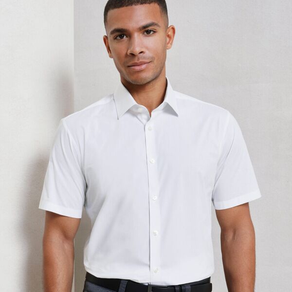 Stretch fit cotton poplin short sleeve shirt Thumbnail