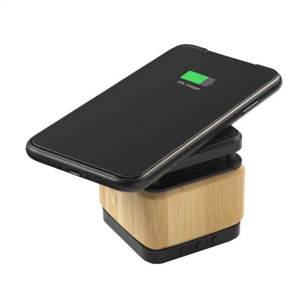 Bamboo Block Speaker FSC-100% with wireless charger Thumbnail